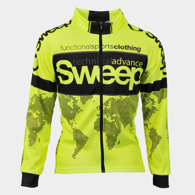 Cyklistický dres dětský CYKLO-D039 s dlouhým rukávem žlutý fluo