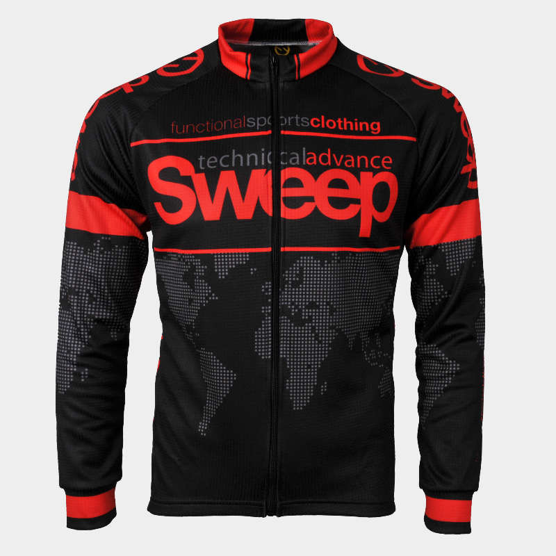 Cyklistický dres CLASIC CYKLO-D015A s dlouhým rukávem černo/červený