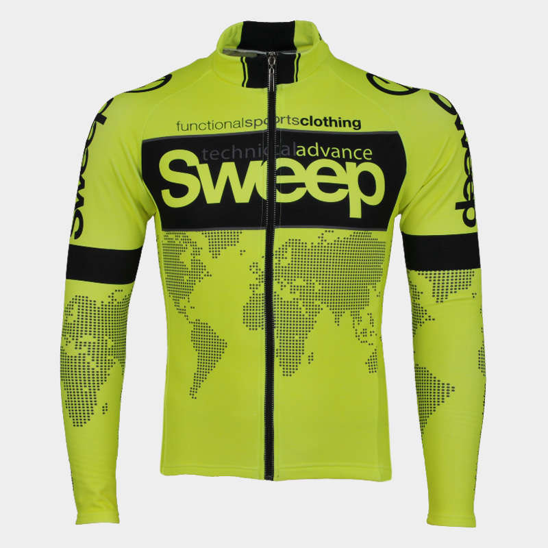 Cyklistický dres ELITE CYKLO-D017 s dlouhým rukávem žlutý fluo