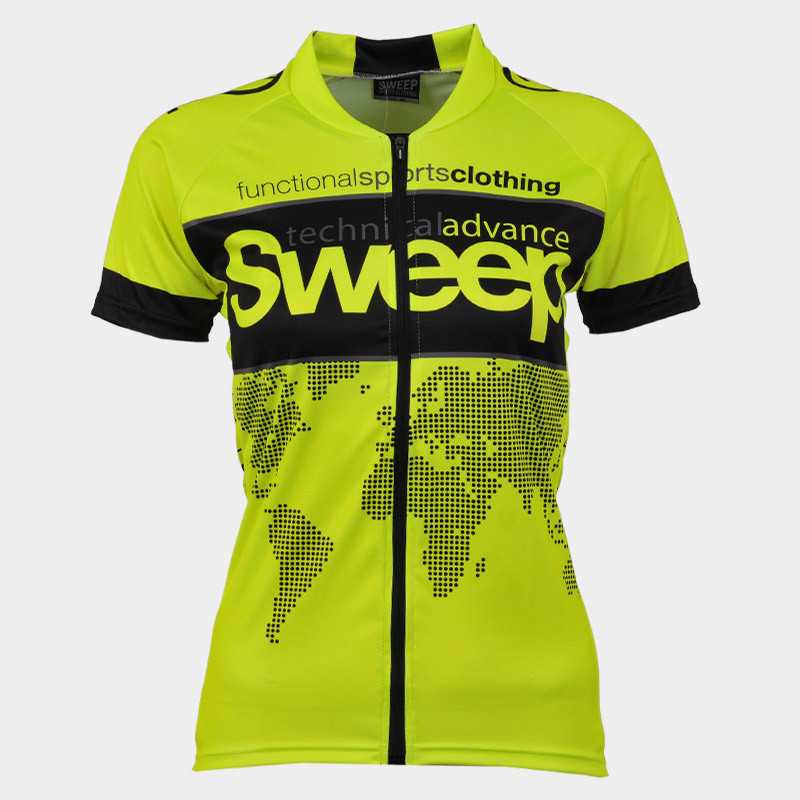 Dámský cyklistický dres CLASIC CYKLO-D023 žlutý fluo
