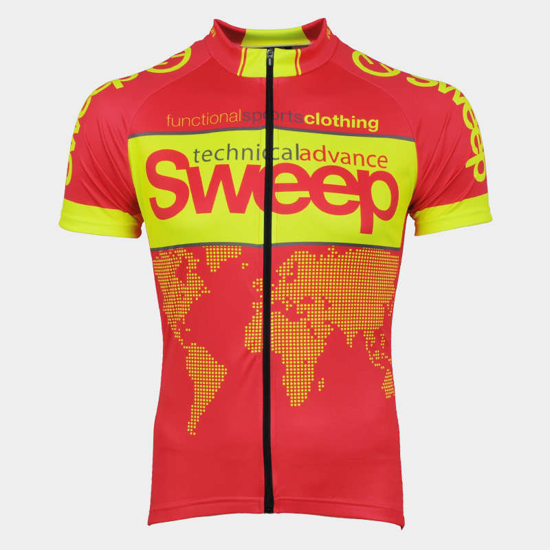 Cyklistický dres CLASIC CYKLO-D031 červeno/žlutý fluo
