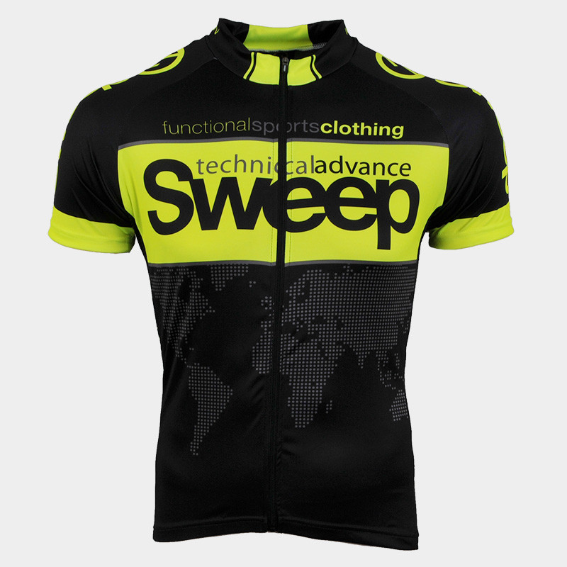 Cyklistický dres CLASIC CYKLO-D031 černo žlutý fluo 2017