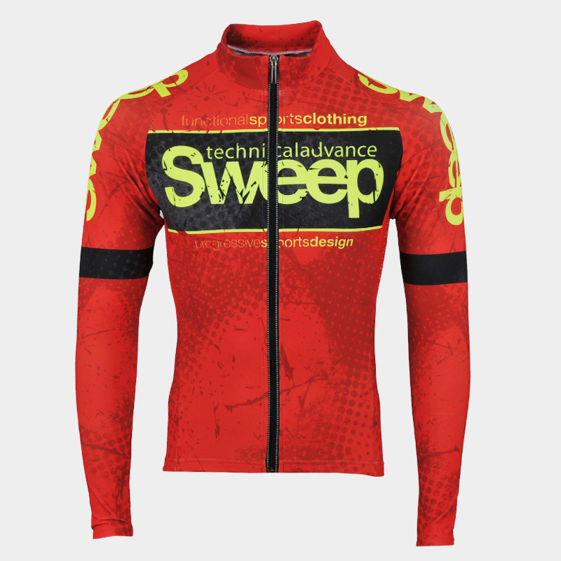 Cyklistický dres ELITE CYKLO-D044 s dlouhým rukávem červený