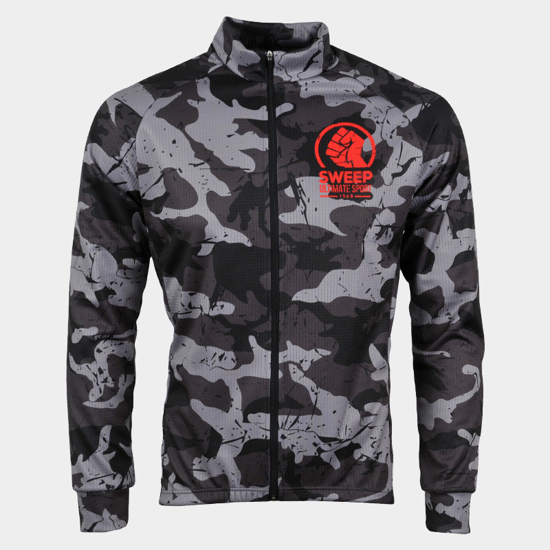 Cyklistický dres CLASIC CYKLO-D067 s dlouhým rukávem šedý maskáč