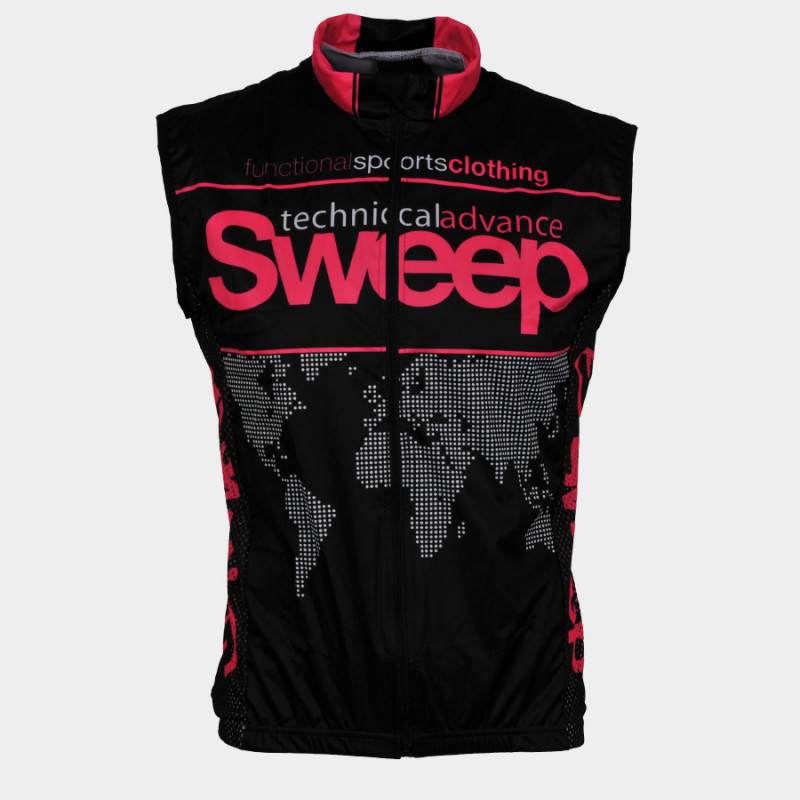 Cyklistická vesta SWEEP NoWind CYKLO-V004 černo/růžová fluo
