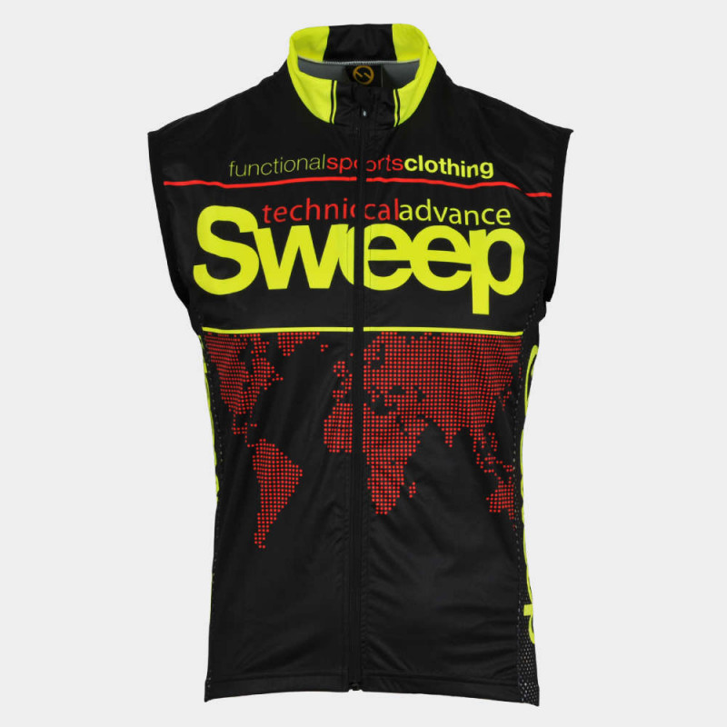 Cyklistická vesta SWEEP NoWind CYKLO-V004 černo/červená/žlutá fluo