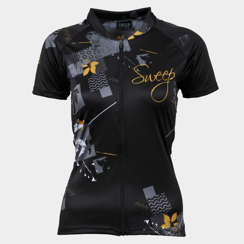 Dámský cyklistický dres CLASIC CYKLO-D058 černo/zlatý