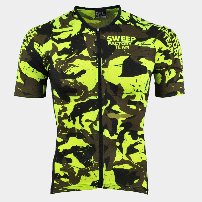 Cyklistický dres ASTERIA SUMMER RACE CYKLO-D066 žlutý fluo maskáč