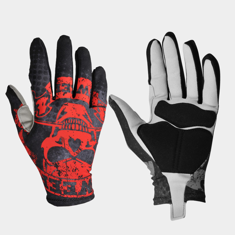 Cyklistické rukavice THERMO SWEEP SGL015 černo/červené s lebkou