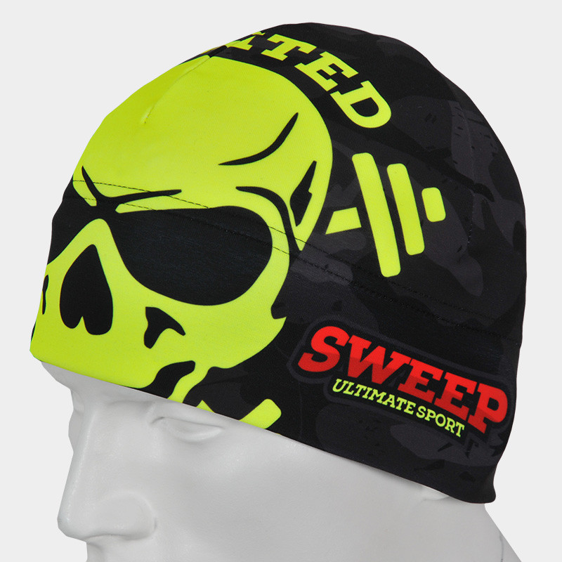 Čepice Sport SCP127 černý maskáč, žlutá fluo lebka