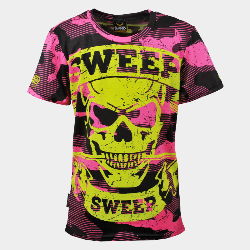 Triko dětské krátký rukáv SKTS007 šedo/růžový fluo maskáč
