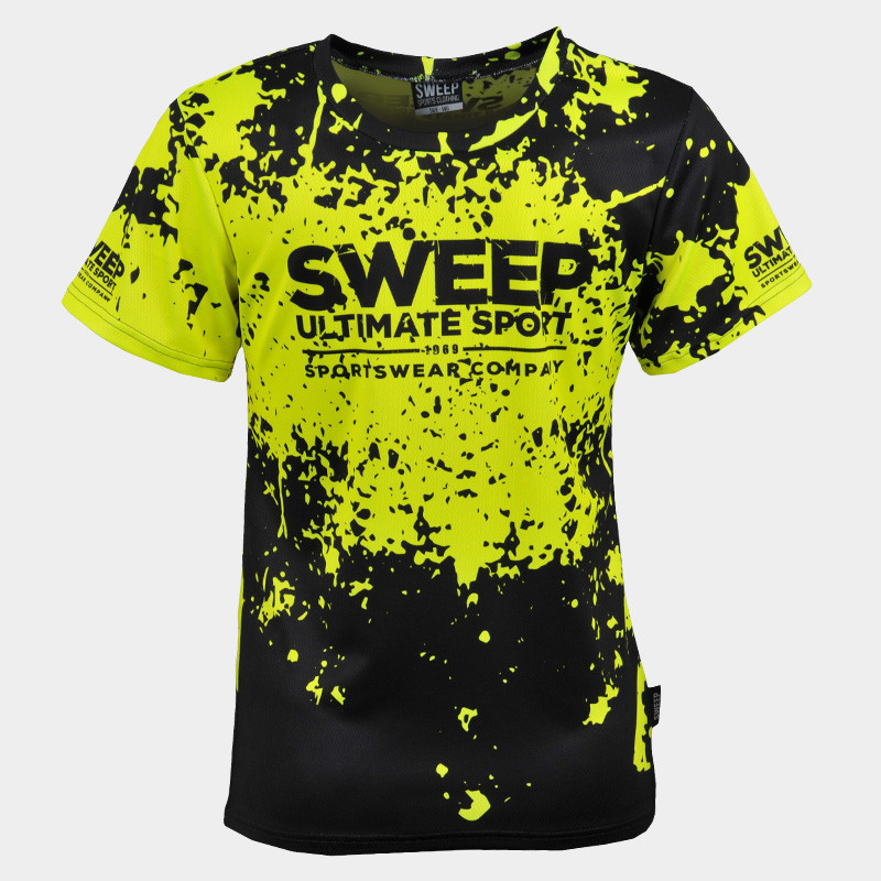 Triko dětské krátký rukáv SKTS030 černo/žlutá fluo