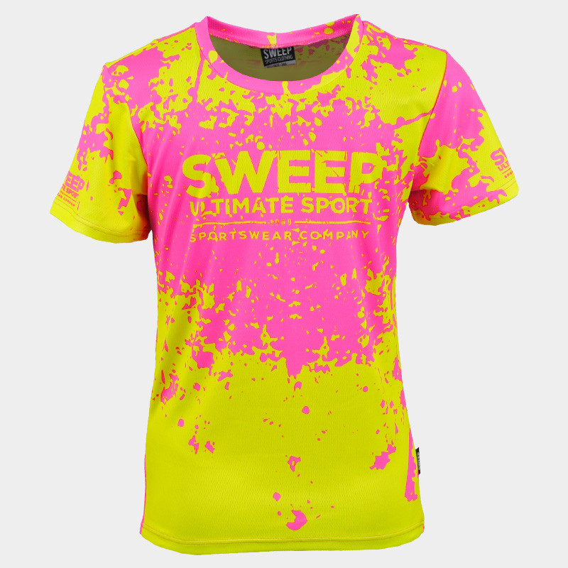 Triko dětské krátký rukáv SKTS030 růžovo/žlutá fluo