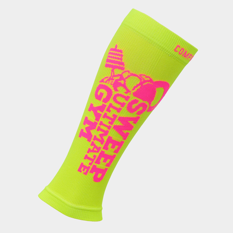 Kompresní běžecké návleky na ruce a nohy SWEEP35 žlutá fluo/růžová