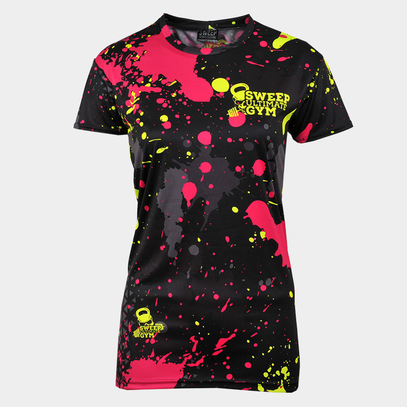 Triko RUN krátký rukáv SWTS080 černo/barevné se žlutou fluo