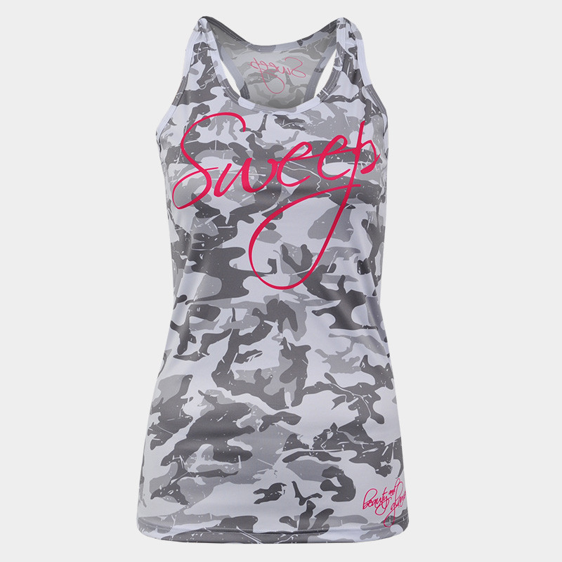 Dámské RUN tílko Sweep SWTS127 bílý maskáč / růžové logo