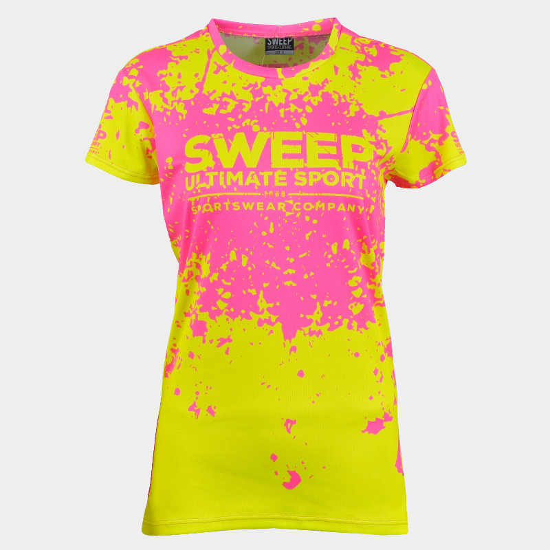 Triko krátký rukáv SWTS184 růžovo žlutá fluo