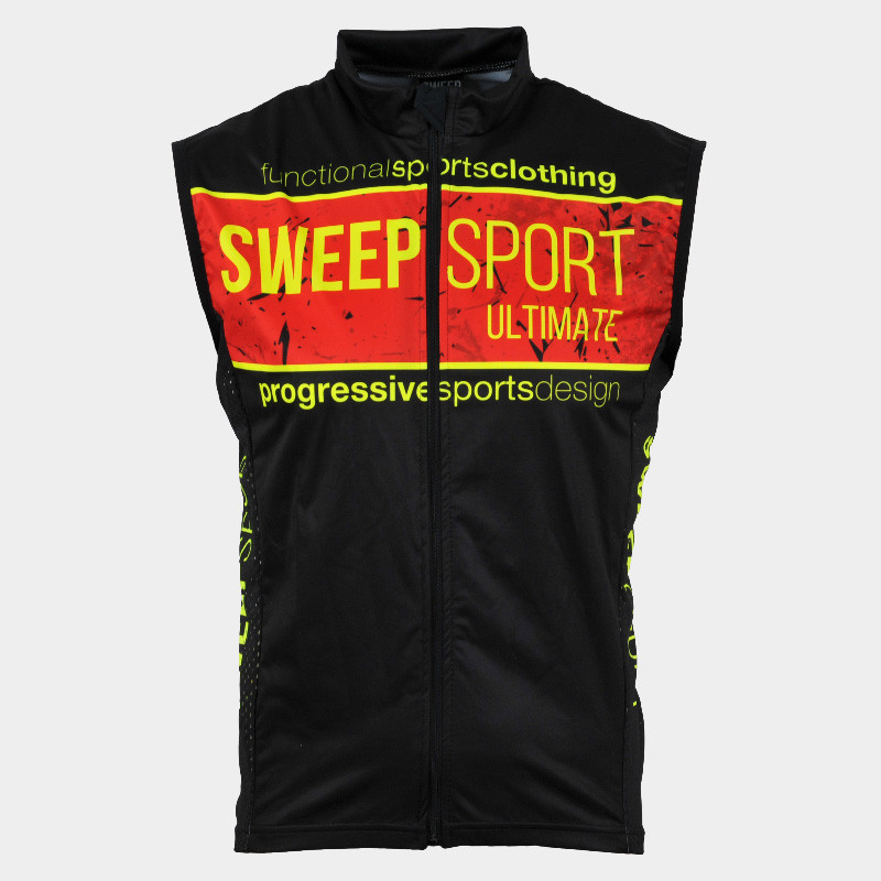 Cyklistická vesta SWEEP NoWind CYKLO-V011 černo červená se žlutým fluo logem