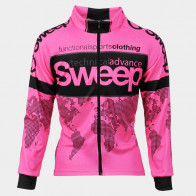 Cyklistický dres dětský CYKLO-D039 s dlouhým rukávem růžový fluo