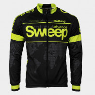Cyklistický dres CLASIC CYKLO-D015A s dlouhým rukávem černo/žlutý fluo