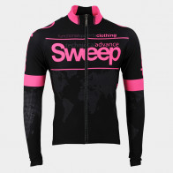 Cyklistický dres ELITE CYKLO-D017 s dlouhým rukávem černo/růžový fluo