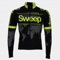 Cyklistický dres ELITE CYKLO-D017 s dlouhým rukávem černo/žlutý fluo 