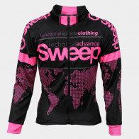 Cyklistický dres dětský CYKLO-D039 s dlouhým rukávem černo/růžový fluo