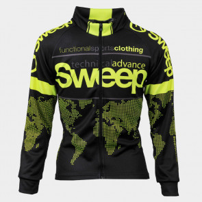 Cyklistický dres dětský CYKLO-D039 s dlouhým rukávem černo/žlutý fluo