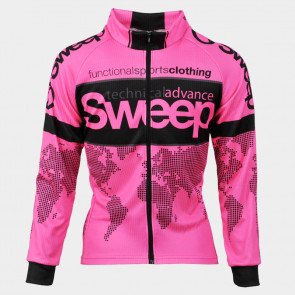 Cyklistický dres dětský CYKLO-D039 s dlouhým rukávem růžový fluo