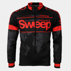 Cyklistický dres CLASIC CYKLO-D015A s dlouhým rukávem černo/červený