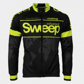 Cyklistický dres CLASIC CYKLO-D015A s dlouhým rukávem černo/žlutý fluo