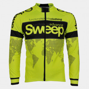 Cyklistický dres CLASIC CYKLO-D015A s dlouhým rukávem žlutý fluo