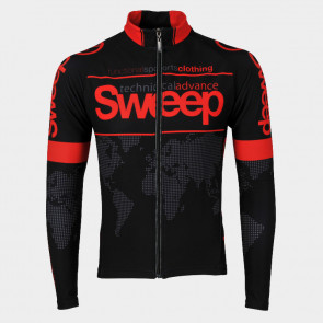 Cyklistický dres ELITE CYKLO-D017 s dlouhým rukávem černo/červený