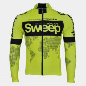 Cyklistický dres ELITE CYKLO-D017 s dlouhým rukávem žlutý fluo
