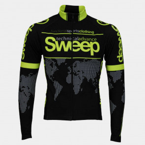 Cyklistický dres ELITE CYKLO-D017 s dlouhým rukávem černo/žlutý fluo 