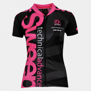 Dámský cyklistický dres CLASIC CYKLO-D020 černo/růžový fluo