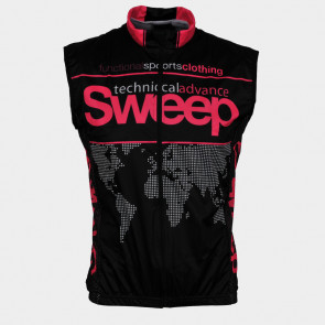 Cyklistická vesta SWEEP NoWind CYKLO-V004 černo/růžová fluo