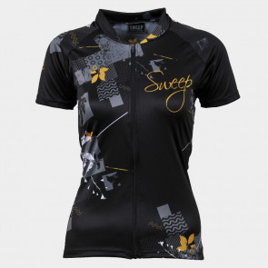 Dámský cyklistický dres CLASIC CYKLO-D058 černo/zlatý