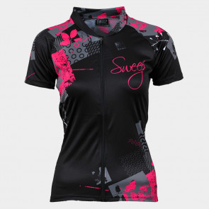 Dámský cyklistický dres CLASIC CYKLO-D058 černo/růžový