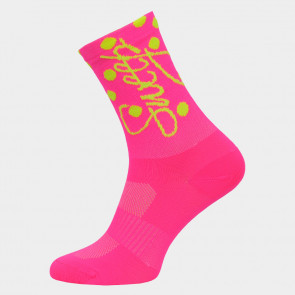 Ponožky SWEEP49 socks růžové/žluté puntíky/žluté logo