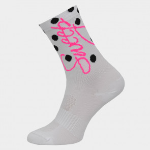 Ponožky SWEEP49 socks bílé/černé puntíky/růžové logo