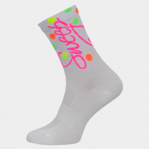 Ponožky SWEEP49 socks bílé/barevné puntíky/růžové logo
