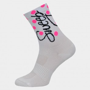 Ponožky SWEEP49 socks bílé/růžové puntíky/černé logo