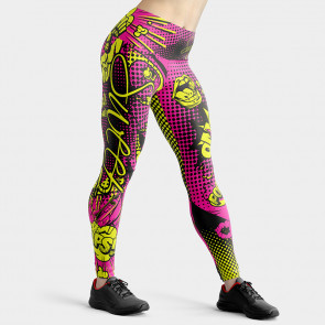 Legíny dlouhé SWPT130 růžová a žlutá fluo