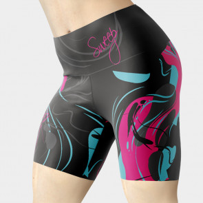 Legíny krátké Push-Up SWPT166 černo barevné cákance