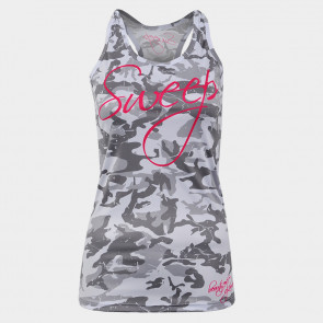 Dámské RUN tílko Sweep SWTS127 bílý maskáč / růžové logo