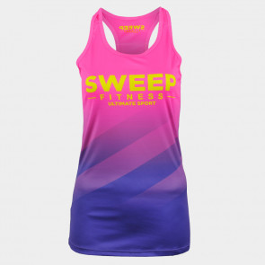 Dámské RUN tílko Sweep SWTS199 fialovo růžové se žlutým fluo logem