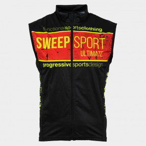 Cyklistická vesta SWEEP NoWind CYKLO-V011 černo červená se žlutým fluo logem